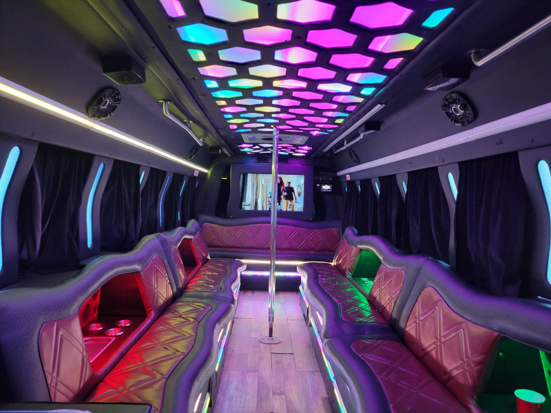 23–25 Pax Fireball Party Bus — Just Limos party bus rental DC, Baltimore, Northern VA