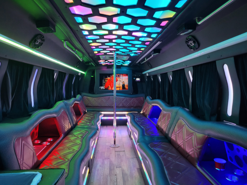 23–25 Pax Fireball Party Bus — Just Limos party bus rental DC, Baltimore, Northern VA