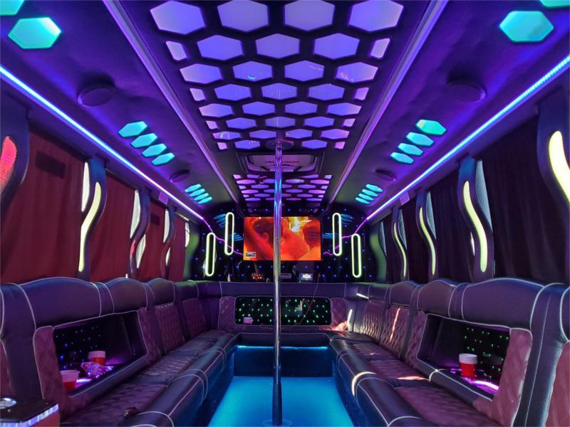 23–25 Pax Hurricane Party Bus — Just Limos party bus rental DC, Baltimore, Northern VA