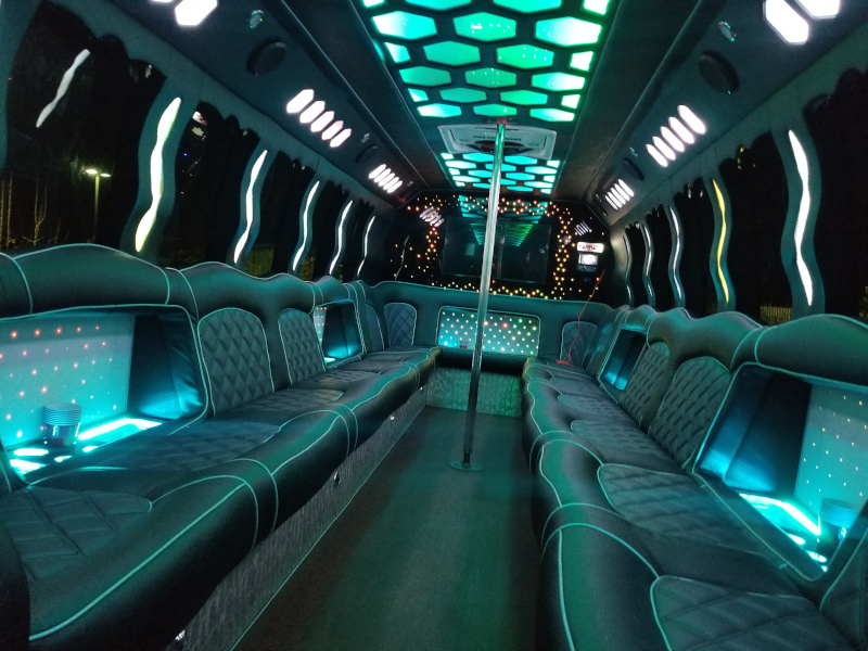 30–32 Pax Raven Party Bus — Just Limos party bus rental DC, Baltimore, Northern VA