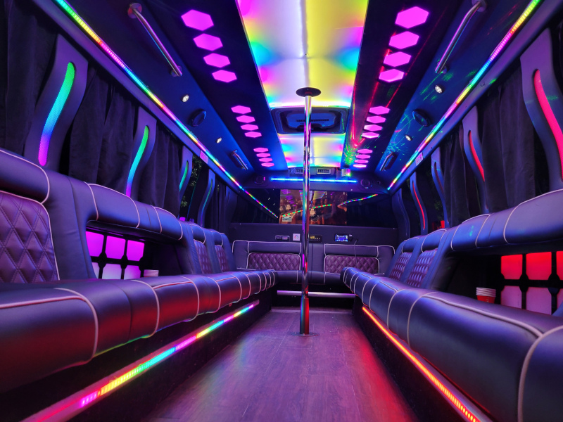 27–29 Pax Storm Party Bus — Just Limos party bus rental DC, Baltimore, Northern VA