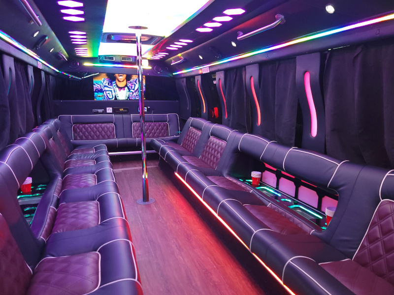 27–29 Pax Storm Party Bus — Just Limos party bus rental DC, Baltimore, Northern VA