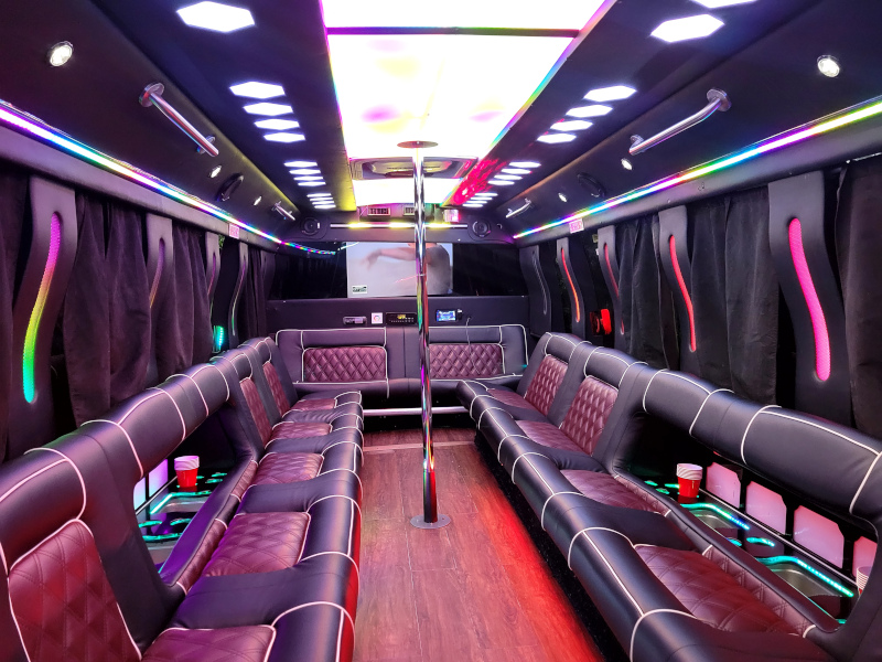 27–29 Pax Storm Party Bus — Just Limos party bus rental DC, Baltimore, Northern VA