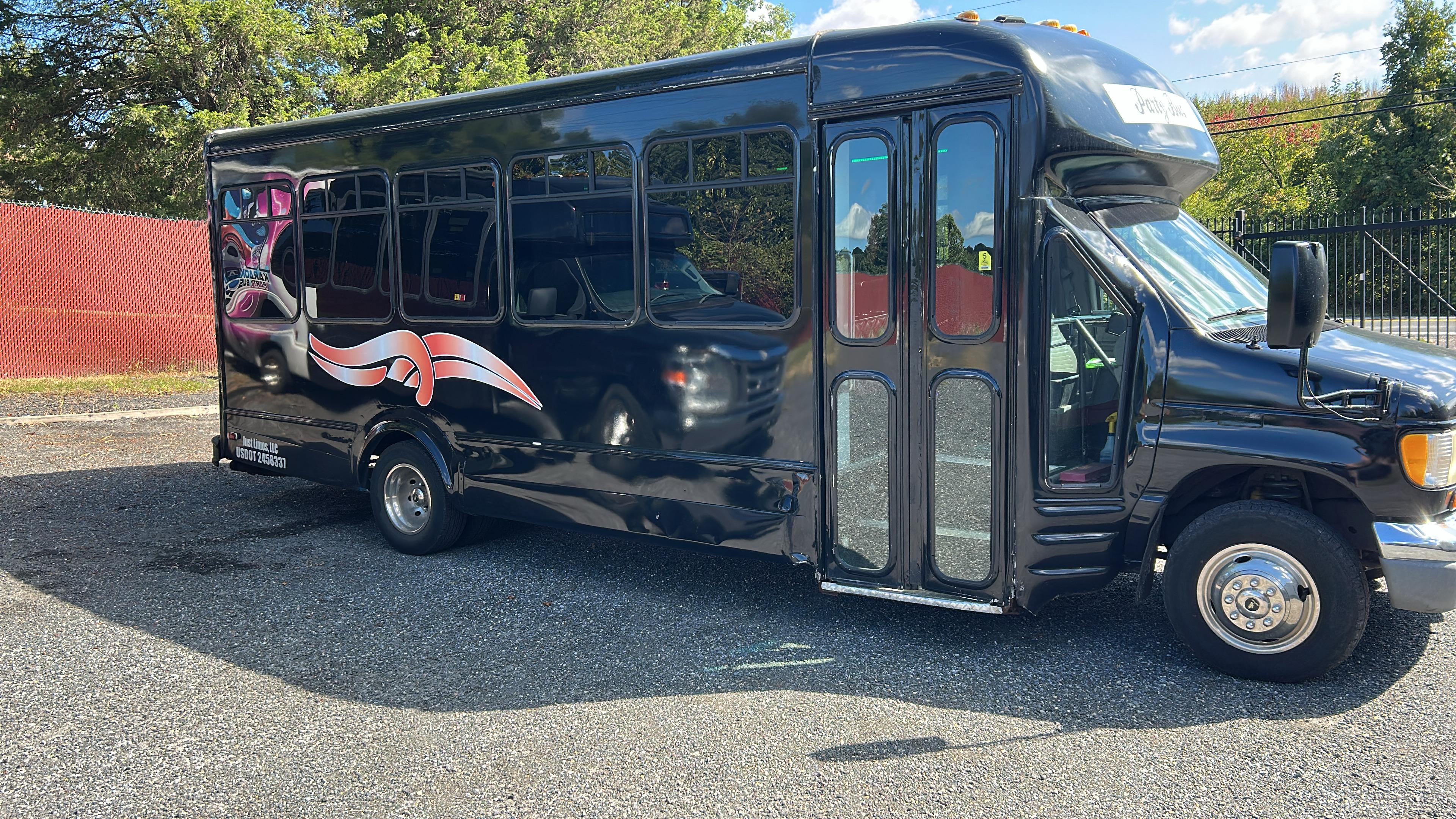 20–22 Pax Wildfire Party Bus — Just Limos party bus rental DC, Baltimore, Northern VA