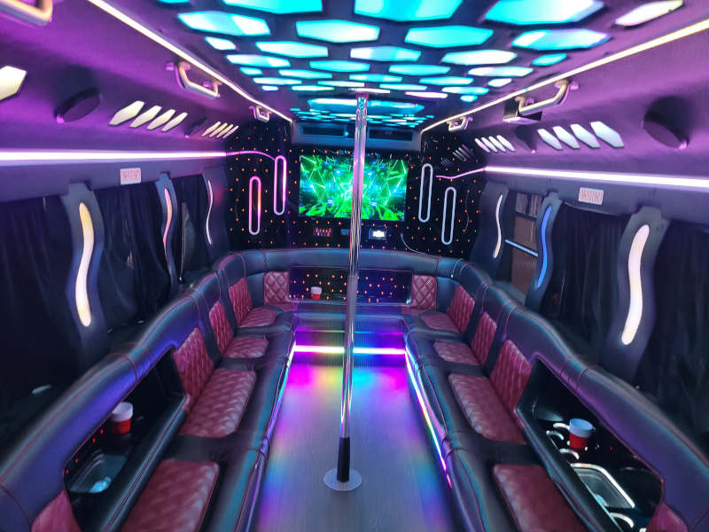 20–22 Pax Wildfire Party Bus — Just Limos party bus rental DC, Baltimore, Northern VA